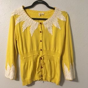 Anthropologie Yellow Cardigan by Moth